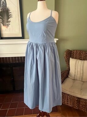 ELOQUII Dusty French Blue Midi Dress | Cross-Back | Size 20